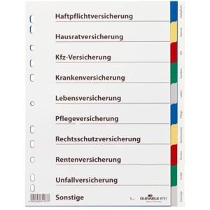 Durable Blanko-Register aus PP, 10-teilig, Universallochung, 25 Stück, farbiger Verlauf, grau, 674127 Durable Blanko-Register aus PP, 10-teilig, Universallochung, 25 Stück, farbiger Verlauf, grau, 674127