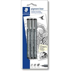 Staedtler Černé pigmentové linky v různých šířkách linií, pigmentový inkoust vhodný na dokumenty, dlouhá kovová špička, dlouhá životnost, 3 linky ve 3 šířkách linií na blistru, 308S-9BK3D Staedtler Černé pigmentové linky v různých šířkách linií, pigmentový inkoust vhodný na dokumenty, dlouhá kovová špička, dlouhá životnost, 3 linky ve 3 šířkách linií na blistru, 308S-9BK3D