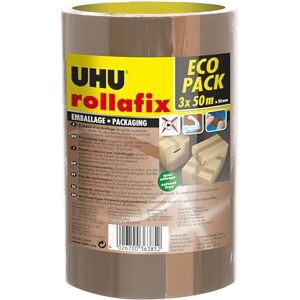 UHU Rollafix balicí páska, vysoce kvalitní obalová lepicí páska, hnědá, 3 x 50 m UHU Rollafix balicí páska, vysoce kvalitní obalová lepicí páska, hnědá, 3 x 50 m