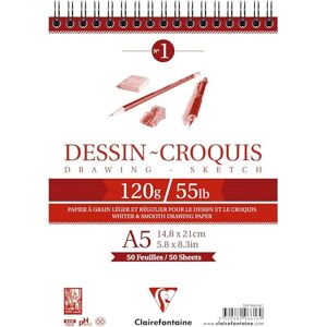 Clairefontaine 96616C – kreslicí blok s dvojitou spirálovou vazbou, 50 listů kreslícího a skicovacího papíru, 125 g, ideální na cesty, DIN A5, 14,8 x 21 cm, bílý, 1 kus Clairefontaine 96616C – kreslicí blok s dvojitou spirálovou vazbou, 50 listů kreslícího a skicovacího papíru, 125 g, ideální na cesty, DIN A5, 14,8 x 21 cm, bílý, 1 kus
