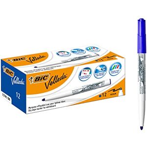 BIC Popisovače na bílé tabule Velleda, balení 12 ks, v modré, s kulatým hrotem, tloušťka čáry: 1,4 mm, bez zápachu, v kompaktní velikosti BIC Popisovače na bílé tabule Velleda, balení 12 ks, v modré, s kulatým hrotem, tloušťka čáry: 1,4 mm, bez zápachu, v kompaktní velikosti