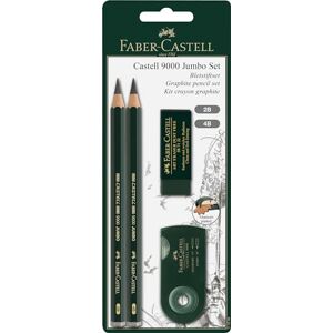 Faber-Castell 119398 – sada tužek CASTELL 9000 Jumbo, se 2 tužkami, 1 guma + 1 roztírací dóza, barva násady: zelená Faber-Castell 119398 – sada tužek CASTELL 9000 Jumbo, se 2 tužkami, 1 guma + 1 roztírací dóza, barva násady: zelená