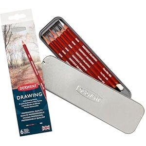 Derwent Kreslicí tužky, 6dílná sada v plechové krabičce, 5mm kulaté jádro, prémiová tloušťka jádra, krémová textura, bezvadné pro umělecké kresby a kolorování, profesionální kvalita, 0701089 Derwent Kreslicí tužky, 6dílná sada v plechové krabičce, 5mm kulaté jádro, prémiová tloušťka jádra, krémová textura, bezvadné pro umělecké kresby a kolorování, profesionální kvalita, 0701089
