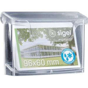 Sigel LH326 odolný držák vizitek odolný proti povětrnostním vlivům pro venkovní použití s víkem, z kvalitního, čirého akrylu, bez žloutnutí, pro DIN A8 na šířku Sigel LH326 odolný držák vizitek odolný proti povětrnostním vlivům pro venkovní použití s víkem, z kvalitního, čirého akrylu, bez žloutnutí, pro DIN A8 na šířku