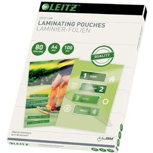 Leitz Laminovací fólie A4 80 mic, kvalitní laminovací fólie v balení po 25 kusech, se zaoblenými rohy, transparentní, lesklé, pro použití doma nebo v kanceláři, 16917 Leitz Laminovací fólie A4 80 mic, kvalitní laminovací fólie v balení po 25 kusech, se zaoblenými rohy, transparentní, lesklé, pro použití doma nebo v kanceláři, 16917