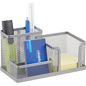 Relaxdays Organizér na psací stůl, kancelářská police s držákem na tužky a držákem na lístky, kovová síťovina, V x Š x H: 10 x 18,5 x 9,5 cm, stříbrný Relaxdays Organizér na psací stůl, kancelářská police s držákem na tužky a držákem na lístky, kovová síťovina, V x Š x H: 10 x 18,5 x 9,5 cm, stříbrný