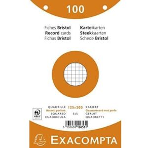 Exacompta 10653E Karteikarten, 125 x 200 mm, kariert, farbig Exacompta 10653E Karteikarten, 125 x 200 mm, kariert, farbig