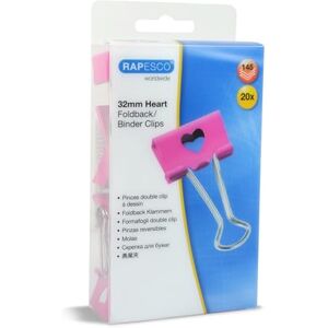 Rapesco 1426 32 mm se srdíčky skládací spony, fuchsiová, 20 kusů Rapesco 1426 32 mm se srdíčky skládací spony, fuchsiová, 20 kusů