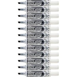 Pentel Maxiflo Whiteboard-Marker, trocken abwischbar, abgeschrägte Spitze, Schwarz, 12 Stück Pentel Maxiflo Whiteboard-Marker, trocken abwischbar, abgeschrägte Spitze, Schwarz, 12 Stück