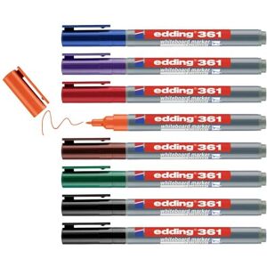 Edding Sada 361 popisovačů na bílé tabule – pestré barvy – 8 tužek na tabuli – kulatý hrot 1 mm – popisovač stíratelný – na bílou tabuli, flipchart, magnetickou tabuli, poznámkové poznámky Edding Sada 361 popisovačů na bílé tabule – pestré barvy – 8 tužek na tabuli – kulatý hrot 1 mm – popisovač stíratelný – na bílou tabuli, flipchart, magnetickou tabuli, poznámkové poznámky