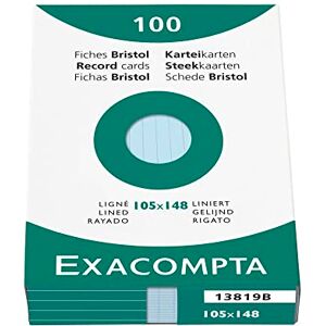Exacompta 13819B balení 100 ks kartotéční lístky linkované DIN A6 v kartonové krabici 10,5 x 14,8 cm ideální do školy a univerzity na učení modré Exacompta 13819B balení 100 ks kartotéční lístky linkované DIN A6 v kartonové krabici 10,5 x 14,8 cm ideální do školy a univerzity na učení modré