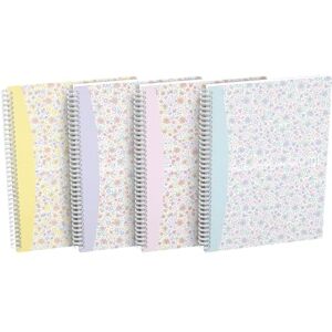 Oxford Spirálový zápisník B5 (17,6 x 25 cm) květinový kostkovaný, 120 stran, 4 designy, 5 kusů Oxford Spirálový zápisník B5 (17,6 x 25 cm) květinový kostkovaný, 120 stran, 4 designy, 5 kusů