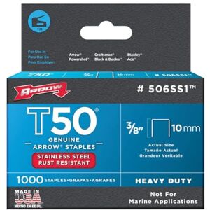 Arrow Staples Box 1000 Stainless Steel 3/8in Arrow Staples Box 1000 Stainless Steel 3/8in