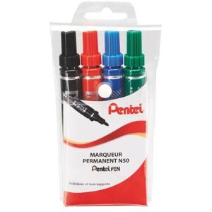 Pentel Popisovač permanentní kónická špička Pochette de 4 černá/modrá/červená/zelená Pentel Popisovač permanentní kónická špička Pochette de 4 černá/modrá/červená/zelená