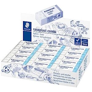 Staedtler 526 BT30 guma rasoplast combi bez ftalátů a latexu, krabička s 30 kusy, bílá/modrá Staedtler 526 BT30 guma rasoplast combi bez ftalátů a latexu, krabička s 30 kusy, bílá/modrá