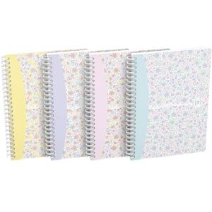 Oxford Spiral zápisník A5 Floral kostkovaný, 120 stran, měkké desky, 4 designy, 5 kusů Oxford Spiral zápisník A5 Floral kostkovaný, 120 stran, měkké desky, 4 designy, 5 kusů