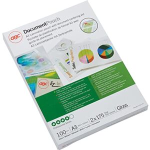 GBC Laminovací fólie A3 175 mic, robustní laminovací kapsy v balení po 100 kusech, lesklé, průhledné, ideální pro kancelář a školy, 3200746 GBC Laminovací fólie A3 175 mic, robustní laminovací kapsy v balení po 100 kusech, lesklé, průhledné, ideální pro kancelář a školy, 3200746