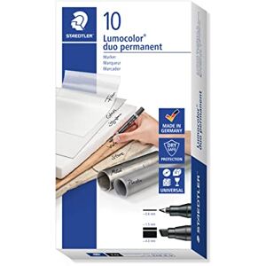 Staedtler 348 B-9 Lumocolor duo permanentní popisovač, 0,6 mm a M klínový hrot 1,5 nebo 4 mm, 10 kusů v kartonovém pouzdře, černý, 348 B-9 VE Staedtler 348 B-9 Lumocolor duo permanentní popisovač, 0,6 mm a M klínový hrot 1,5 nebo 4 mm, 10 kusů v kartonovém pouzdře, černý, 348 B-9 VE