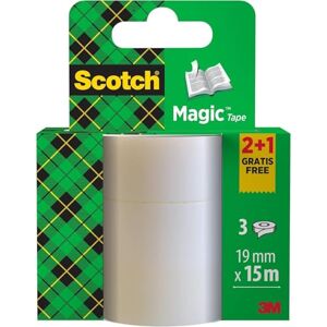 Scotch Magic Tape 2 role + 1 role zdarma, 19 mm x 15 m neviditelná lepicí páska pro všeobecné účely k opravě, etiketování a zapečetění dokumentů Scotch Magic Tape 2 role + 1 role zdarma, 19 mm x 15 m neviditelná lepicí páska pro všeobecné účely k opravě, etiketování a zapečetění dokumentů