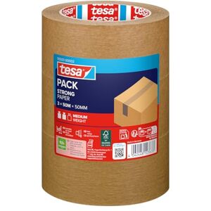 tesa pack STRONG PAPER – balicí páska z papíru – 92 % obnovitelných materiálů – lze ručně natrhnout – balicí páska pro středně těžké balíčky – hnědá – 3 role po 50 m x 50 mm tesa pack STRONG PAPER – balicí páska z papíru – 92 % obnovitelných materiálů – lze ručně natrhnout – balicí páska pro středně těžké balíčky – hnědá – 3 role po 50 m x 50 mm