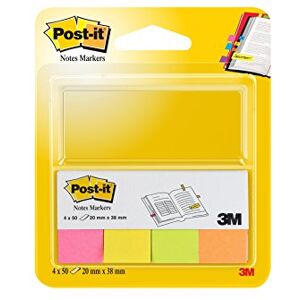 Post-it Page Marker, neonové barvy: růžová, žlutá, zelená, oranžová – 4 x 50 listů (20 mm x 38 mm) – k označení dokumentů a důležitých informací Post-it Page Marker, neonové barvy: růžová, žlutá, zelená, oranžová – 4 x 50 listů (20 mm x 38 mm) – k označení dokumentů a důležitých informací