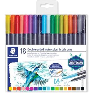 Staedtler 3001 TB18 dvojitý štětec (jemná špička a špička štětce, pro akvarelové efekty) průhledné skládací pouzdro s 18 zářivými barvami Staedtler 3001 TB18 dvojitý štětec (jemná špička a špička štětce, pro akvarelové efekty) průhledné skládací pouzdro s 18 zářivými barvami