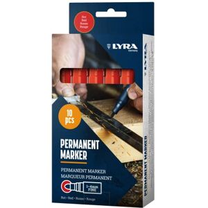 LYRA L4020017, Permanentmarker rot 1-4mm, für professionelle Markierungen auf glatten und rauen Oberflächen, 10 Marker in Box LYRA L4020017, Permanentmarker rot 1-4mm, für professionelle Markierungen auf glatten und rauen Oberflächen, 10 Marker in Box