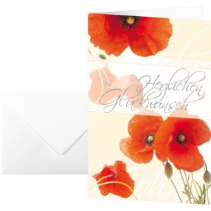 Sigel DS003 Blahopřání Red Poppies, sada 10 ks s obálkami, ideální pro potisk, z udržitelného papíru Sigel DS003 Blahopřání Red Poppies, sada 10 ks s obálkami, ideální pro potisk, z udržitelného papíru