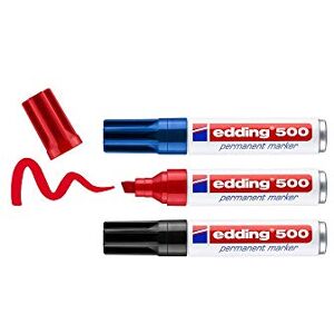 Edding 500 permanentních popisovačů – vícebarevné – 3 kolíky – hrot klínu 2–7 mm – voděodolný, rychle schnoucí – odolný proti rozmazání – na karton, plast, dřevo, kov, sklo Edding 500 permanentních popisovačů – vícebarevné – 3 kolíky – hrot klínu 2–7 mm – voděodolný, rychle schnoucí – odolný proti rozmazání – na karton, plast, dřevo, kov, sklo