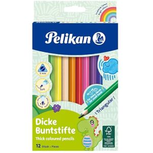 Pelikan Pastelky, trojúhelníkové silné dřevěné pastelky, 12 barev, 1 balení Pelikan Pastelky, trojúhelníkové silné dřevěné pastelky, 12 barev, 1 balení