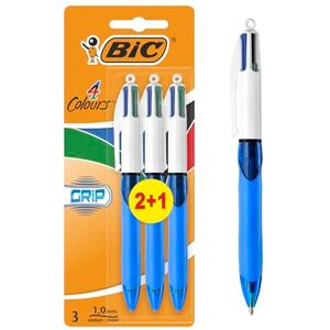 BIC 8899301 4 Colour Grip kuličkové pero 3 kusy barevně tříděné BIC 8899301 4 Colour Grip kuličkové pero 3 kusy barevně tříděné