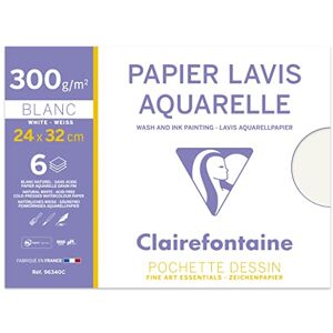Clairefontaine 96340C desky akvarelový papír (ideální pro mokré techniky, 300 g, 24 x 32 cm, 6 archů), bílá Clairefontaine 96340C desky akvarelový papír (ideální pro mokré techniky, 300 g, 24 x 32 cm, 6 archů), bílá