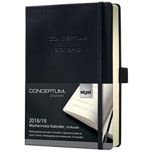 Sigel C1903 týdenní poznámkový kalendář 2018/2019, 18 měsíců, cca A5, černý tvrdý obal, Conceptum další modely Sigel C1903 týdenní poznámkový kalendář 2018/2019, 18 měsíců, cca A5, černý tvrdý obal, Conceptum další modely