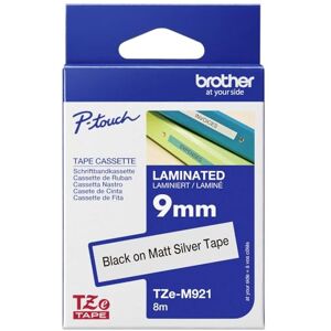 Brother Originální P-touch páska TZe-M921 9 mm, černá na stříbrné metalické (matné) (mimo jiné pro P-touch PT-H100LB/R, -H105, -E100/VP, -D200/BW/VP, -D210/VP) laminovaná Brother Originální P-touch páska TZe-M921 9 mm, černá na stříbrné metalické (matné) (mimo jiné pro P-touch PT-H100LB/R, -H105, -E100/VP, -D200/BW/VP, -D210/VP) laminovaná
