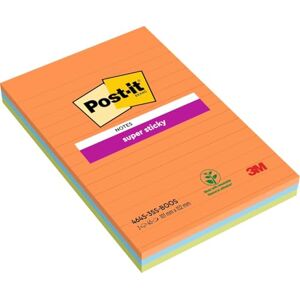 Post-it Poznámkové bločky ve velkém formátu XXL, linkované, 3 bloky 101 mm x 152 mm, 45 listů na blok extra silně lepicí poznámkový blok pro poznámky, seznamy úkolů a vzpomínky Post-it Poznámkové bločky ve velkém formátu XXL, linkované, 3 bloky 101 mm x 152 mm, 45 listů na blok extra silně lepicí poznámkový blok pro poznámky, seznamy úkolů a vzpomínky