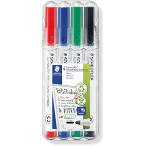 Staedtler Popisovač na bílou tabuli Lumocolor compact, suchý a beze zbytku omyvatelný z bílých tabulí, univerzální špička cca 1-2 mm šířka linie, vysoká kvalita, sada se 4 barvami, 341 WP4 Staedtler Popisovač na bílou tabuli Lumocolor compact, suchý a beze zbytku omyvatelný z bílých tabulí, univerzální špička cca 1-2 mm šířka linie, vysoká kvalita, sada se 4 barvami, 341 WP4