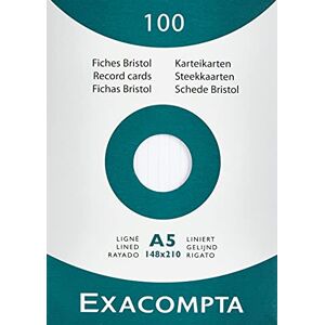 Exacompta 13808B balení 100 ks kartotéční lístky linkované DIN A5 v kartonové krabici 14,8 x 21 cm, ideální do školy a univerzity k učení bílé Exacompta 13808B balení 100 ks kartotéční lístky linkované DIN A5 v kartonové krabici 14,8 x 21 cm, ideální do školy a univerzity k učení bílé