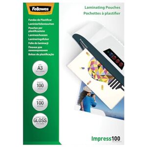 Fellowes Laminovací fólie A3, 100 mikronů (2 x 100 mic), lesklé, 100 kusů Fellowes Laminovací fólie A3, 100 mikronů (2 x 100 mic), lesklé, 100 kusů