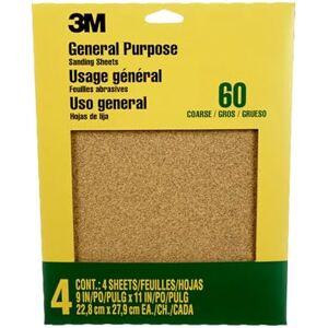3M Aluminiumoxid-Schleifpapier grob, 9003NA, 22,86 x 27,94 cm, 4 Blatt pro Packung – für allgemeine Schleifarbeiten auf Farbe, Holz und Metall 3M Aluminiumoxid-Schleifpapier grob, 9003NA, 22,86 x 27,94 cm, 4 Blatt pro Packung – für allgemeine Schleifarbeiten auf Farbe, Holz und Metall