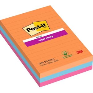 Post-it Poznámkové bločky ve velkém formátu XXL, linkované, 3 bloky, 101 mm x 152 mm, 90 listů na blok extra silně lepicí poznámkový blok pro seznamy úkolů a vzpomínky Post-it Poznámkové bločky ve velkém formátu XXL, linkované, 3 bloky, 101 mm x 152 mm, 90 listů na blok extra silně lepicí poznámkový blok pro seznamy úkolů a vzpomínky