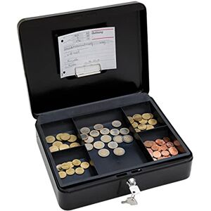 Wedo 145421H kazeta na peníze z oceli s práškovým nástřikem, sponka na bankovky a doklady, 5násobná vložka na mince, bezpečnostní cylindrický zámek, černá, 30 x 24 x 9 cm Wedo 145421H kazeta na peníze z oceli s práškovým nástřikem, sponka na bankovky a doklady, 5násobná vložka na mince, bezpečnostní cylindrický zámek, černá, 30 x 24 x 9 cm