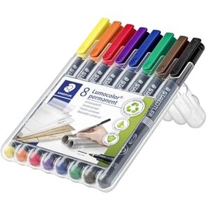 Staedtler permanentní univerzální pero Lumocolor, odolné proti rozmazání a vodě, sušení během několika sekund, možnost doplňování, hrot F šířka linie 0,6 mm, 8 popisovačů v různých barvách, 318 WP8 Staedtler permanentní univerzální pero Lumocolor, odolné proti rozmazání a vodě, sušení během několika sekund, možnost doplňování, hrot F šířka linie 0,6 mm, 8 popisovačů v různých barvách, 318 WP8