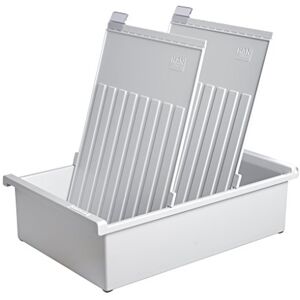HAN Karteitrog DIN A4 na výšku, inovativní a moderní design pro 1 300 karet, včetně 2 opěrných desek s viditelnými jezdci, 954-0-1-11, světle šedá HAN Karteitrog DIN A4 na výšku, inovativní a moderní design pro 1 300 karet, včetně 2 opěrných desek s viditelnými jezdci, 954-0-1-11, světle šedá