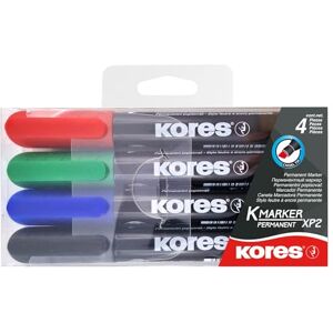 Kores K-Marker XP2: Bunte Permanent Marker Stifte, Keilspitze mit wasserfester und nahezu geruchsfreier Tinte, für alle Oberflächen, Packung mit 4 Sortierten Farben Kores K-Marker XP2: Bunte Permanent Marker Stifte, Keilspitze mit wasserfester und nahezu geruchsfreier Tinte, für alle Oberflächen, Packung mit 4 Sortierten Farben