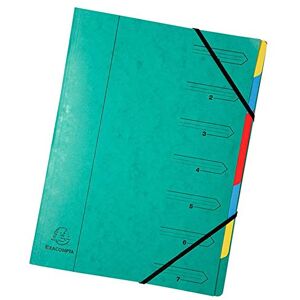 Exacompta 54073E Premium pořadač sešitý. Z extra silného kartonu Colorspan DIN A4 7 plně barevných barevných přihrádek a 2 gumiček s organizačním tiskem kroužková složka registru zelená Exacompta 54073E Premium pořadač sešitý. Z extra silného kartonu Colorspan DIN A4 7 plně barevných barevných přihrádek a 2 gumiček s organizačním tiskem kroužková složka registru zelená