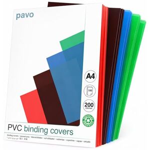 Pavo Einbanddeckel-Klarsichtfolie A4, PVC-Folie, 0.20 mm, 100-er Pack, Transparent/grau/rot/blau/grün Pavo Einbanddeckel-Klarsichtfolie A4, PVC-Folie, 0.20 mm, 100-er Pack, Transparent/grau/rot/blau/grün