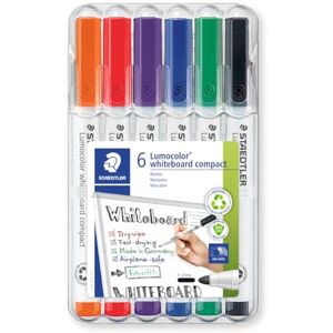 Staedtler Lumocolor 341 popisovač na bílou tabuli, PP násadka z 97% recyklovaného plastu, lze beze zbytku stírat, rychleschnoucí, box se 6 značkovači v různých barvách, 341 WP6 Staedtler Lumocolor 341 popisovač na bílou tabuli, PP násadka z 97% recyklovaného plastu, lze beze zbytku stírat, rychleschnoucí, box se 6 značkovači v různých barvách, 341 WP6