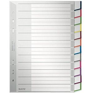 Leitz Rejstřík pro A5, titulní list z kartonu a 12 dělicích listů z plastu, záložky s vyměnitelnými štítky, šedý, 12750000 Leitz Rejstřík pro A5, titulní list z kartonu a 12 dělicích listů z plastu, záložky s vyměnitelnými štítky, šedý, 12750000