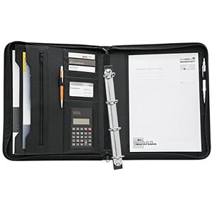 Wedo 581101 školní desky A4, tlačená umělá kůže, zip, více přihrádek, vyjímatelná 4kroužková mechanika, poutka na tužky, vč. solární kalkulačky, černá Wedo 581101 školní desky A4, tlačená umělá kůže, zip, více přihrádek, vyjímatelná 4kroužková mechanika, poutka na tužky, vč. solární kalkulačky, černá