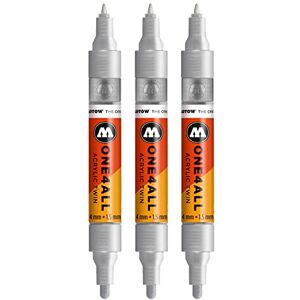 Molotow Molotovovými one4all Acrylic Twin MARKIERSTIFT3ER balení, metalická stříbrná Molotow Molotovovými one4all Acrylic Twin MARKIERSTIFT3ER balení, metalická stříbrná